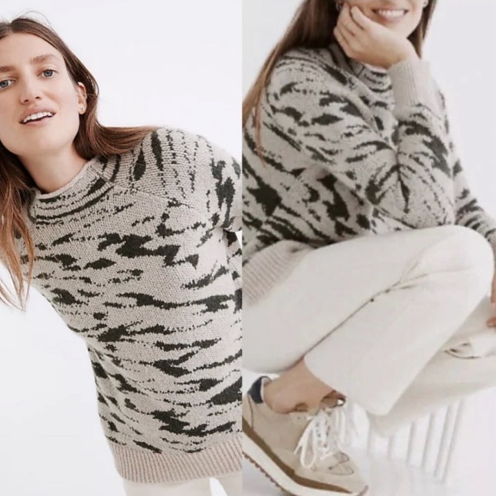 Madewell Tan and Green Sweater